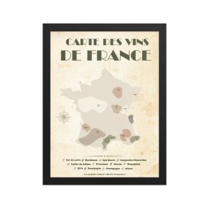 Carte des Vins de France – Affiche encadrée 30 × 40 cm